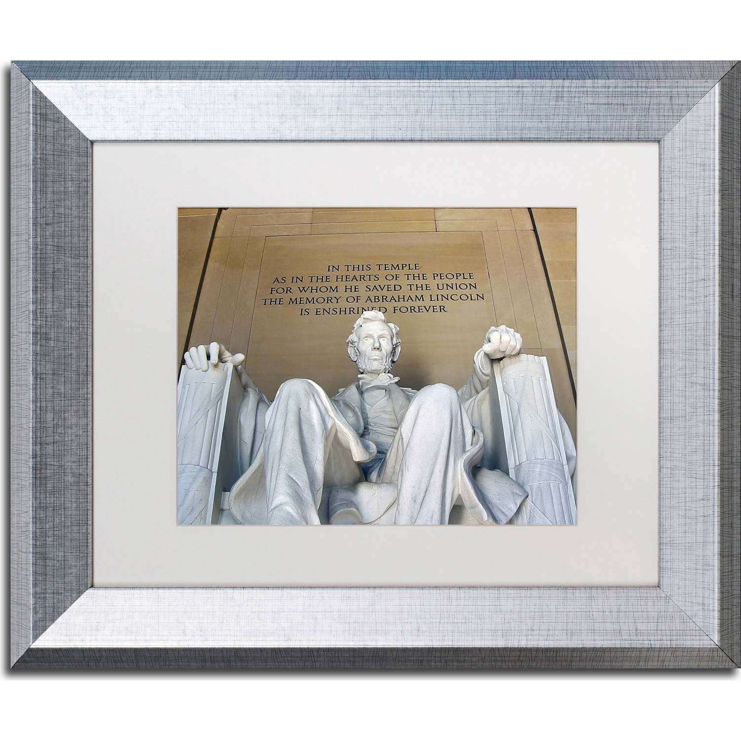 Trademark Fine Art "Lincoln Memorial" Canvas Art by CATeyes, White Matte, Silver Frame