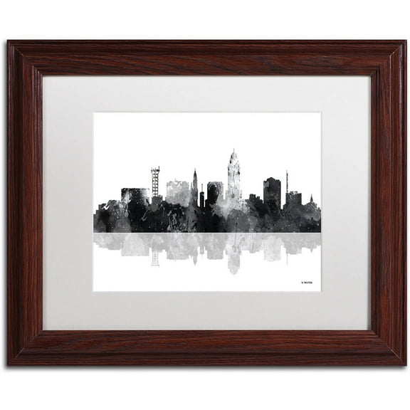 Trademark Fine Art "Lincoln Nebraska Skyline BG-1" Canvas Art by Marlene Watson, White Matte, Wood Frame