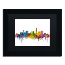 Trademark Fine Art 'Lincoln Nebraska Skyline' Canvas Art by Michael Tompsett, Black Matte, Black Frame