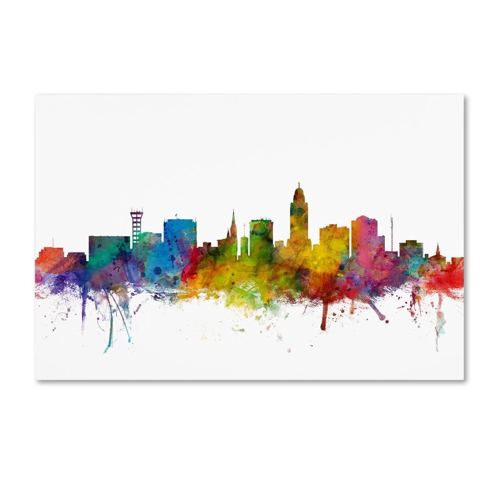 Trademark Fine Art "Lincoln Nebraska Skyline" Canvas Art by Michael Tompsett