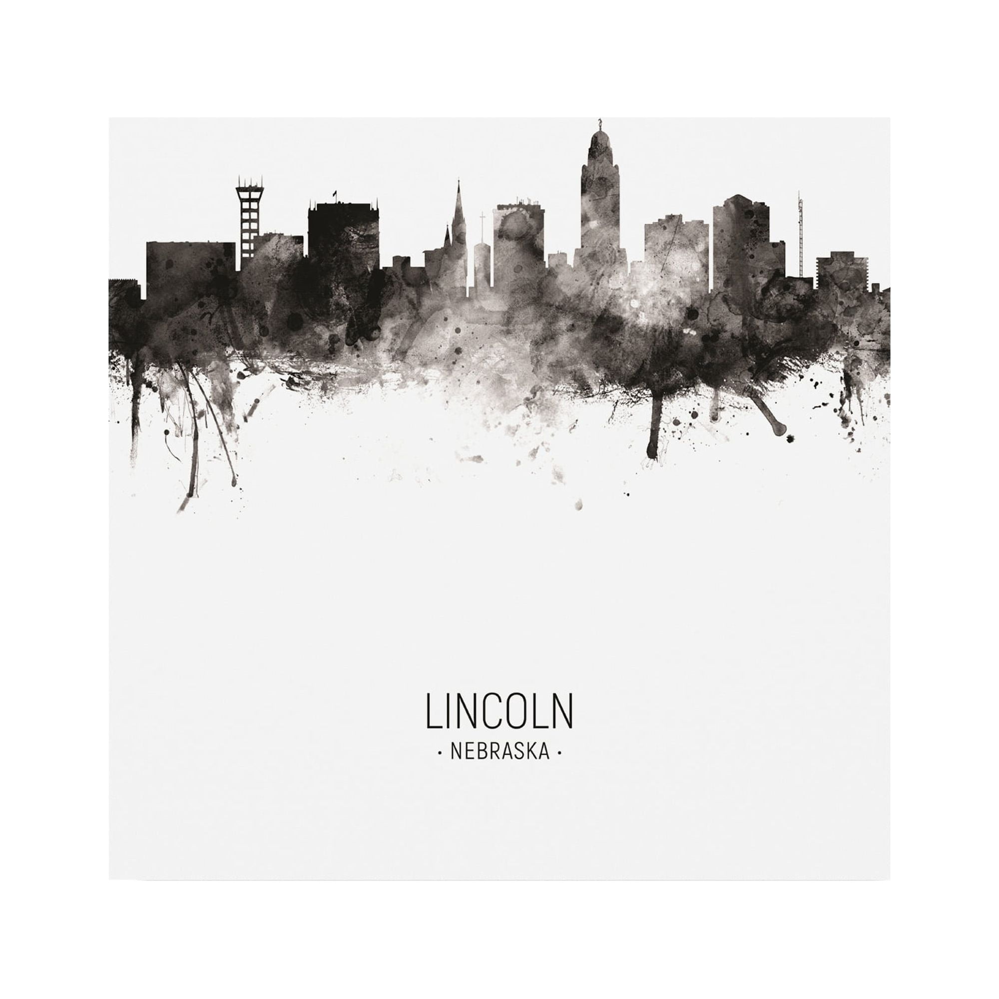 Trademark Fine Art 'Lincoln Nebraska Skyline Portrait II' Canvas Art by Michael Tompsett