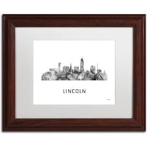 Trademark Fine Art 'Lincoln Nebraska Skyline WB-BW' Canvas Art by Marlene Watson, White Matte, Wood Frame
