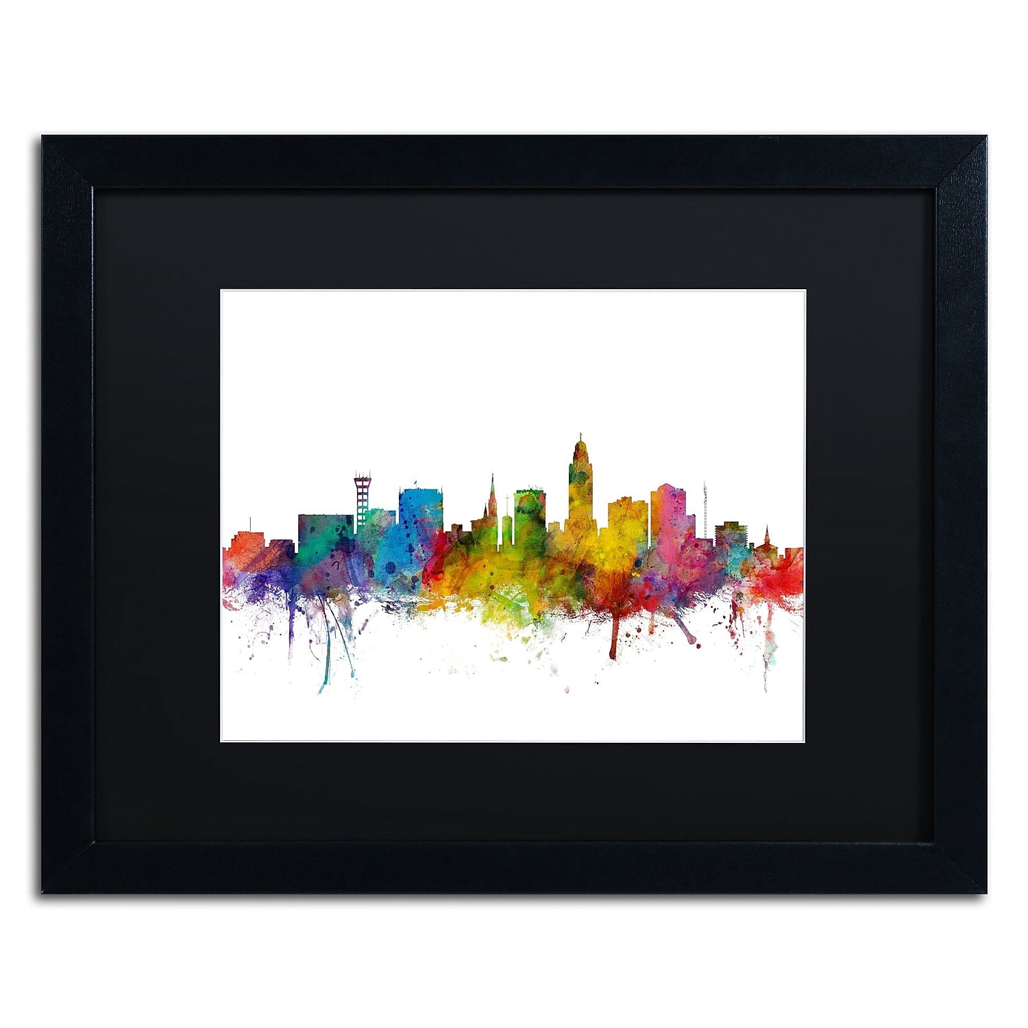 Trademark Fine Art ''Lincoln Nebraska Skyline'' by Michael Tompsett 16" x 20"  Black Frame