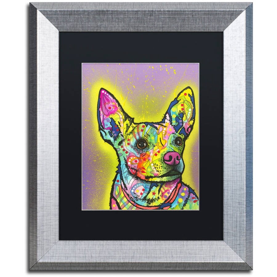 Trademark Fine Art "Listening" Canvas Art by Dean Russo, Black Matte, Silver Frame