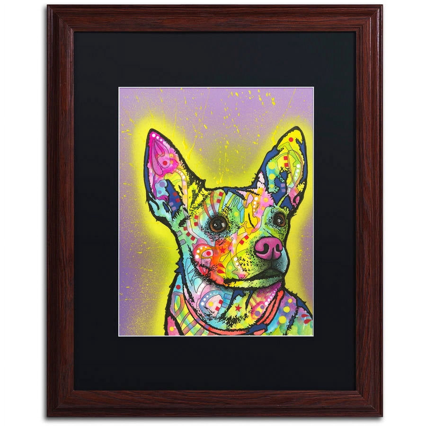 Trademark Fine Art "Listening" Canvas Art by Dean Russo, Black Matte, Wood Frame