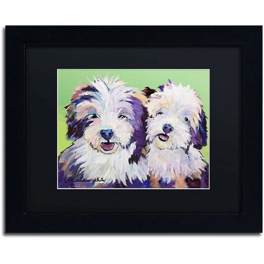 Trademark Fine Art "Litter Mates" Canvas Art by Pat Saunders-White, Black Mat, Black Frame