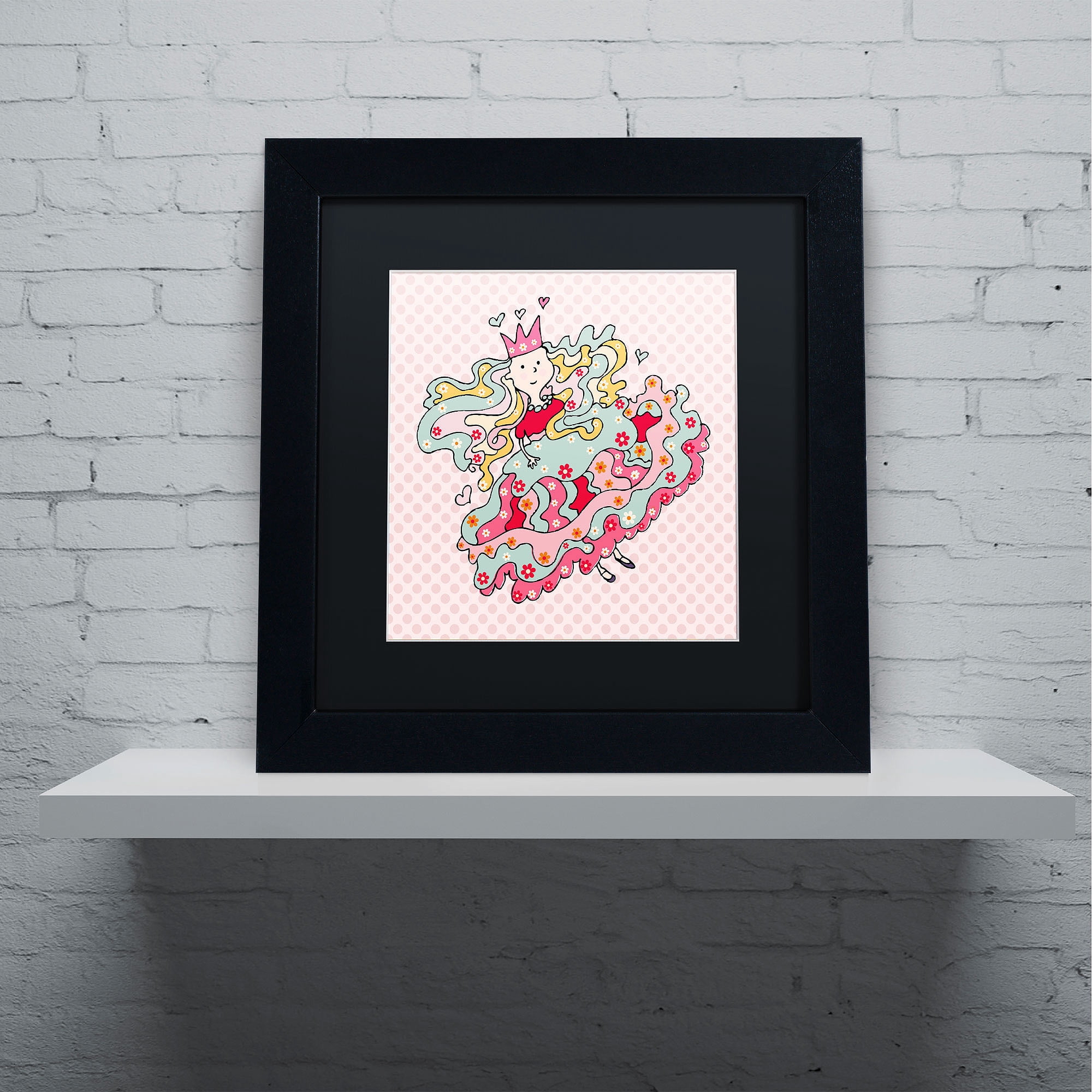 Trademark Fine Art "Little Flower Princess" Canvas Art by Carla Martell, Black Matte, Black Frame