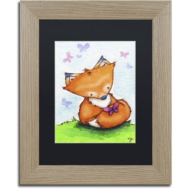 Trademark Fine Art "Little Fox and New Friend" Canvas Art by Jennifer Nilsson, Black Matte, Birch Frame