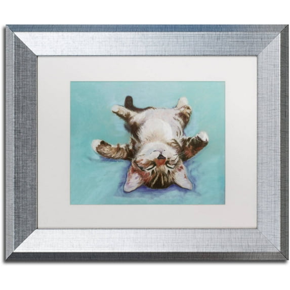 Trademark Fine Art "Little Napper" Canvas Art by Pat Saunders-White White Matte, Silver Frame