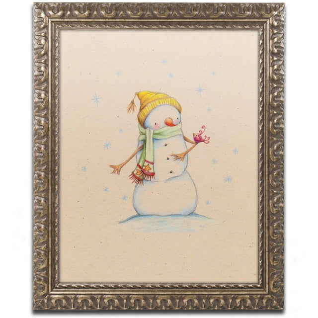 Trademark Fine Art "Little Red Bird" Canvas Art by Jennifer Nilsson, Gold Ornate Frame