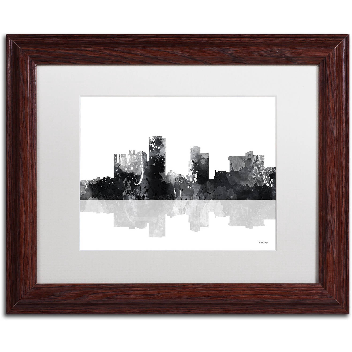 Trademark Fine Art "Little Rock Arkansas Skyline BG-1" Canvas Art by Marlene Watson, White Matte, Wood Frame