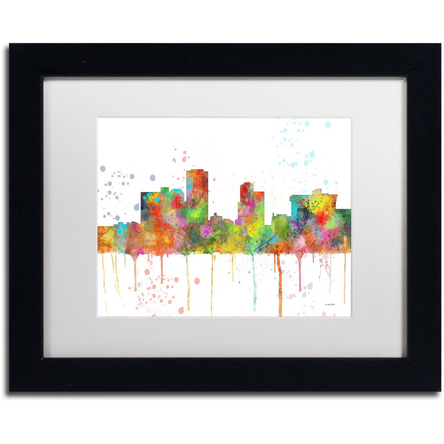 Trademark Fine Art "Little Rock Arkansas Skyline Mclr-1" Canvas Art by Marlene Watson, White Matte, Black Frame
