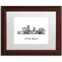 Trademark Fine Art 'Little Rock Arkansas Skyline WB-BW' Canvas Art by Marlene Watson, White Matte, Wood Frame