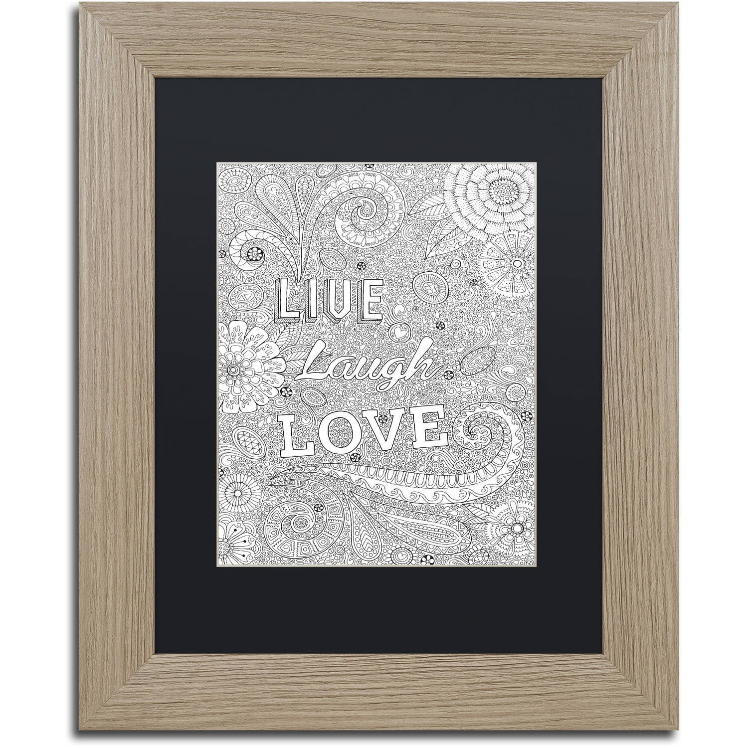 Trademark Fine Art "Live Laugh Love" Canvas Art by Hello Angel, Black Matte, Birch Frame