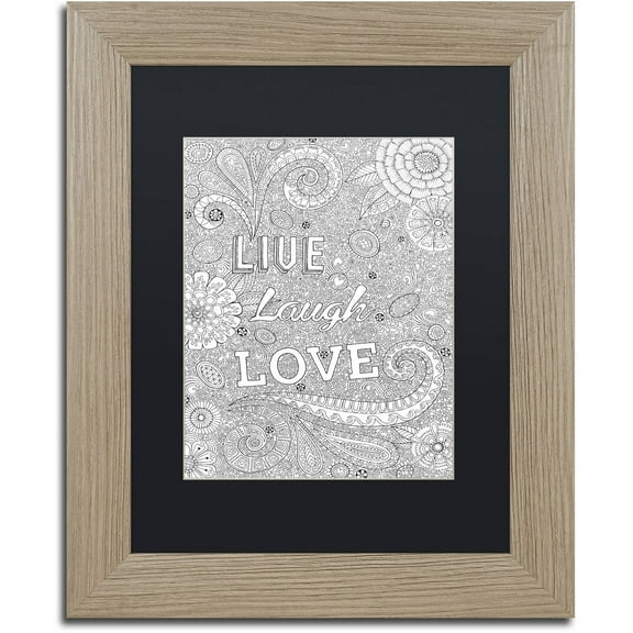 Trademark Fine Art "Live Laugh Love" Canvas Art by Hello Angel, Black Matte, Birch Frame