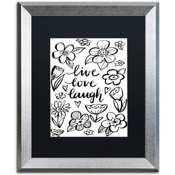 Trademark Fine Art "Live Love Laugh" Canvas Art by Elizabeth Caldwell, Black Matte, Silver Frame