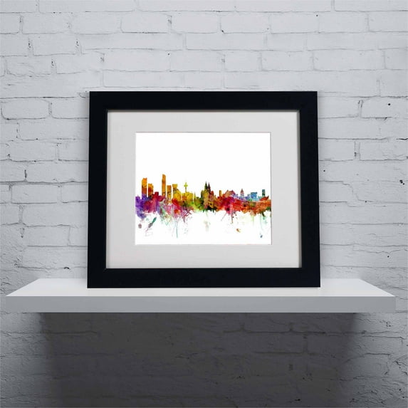 Trademark Fine Art "Liverpool England Skyline" Canvas Art by Michael Tompsett, Black Frame