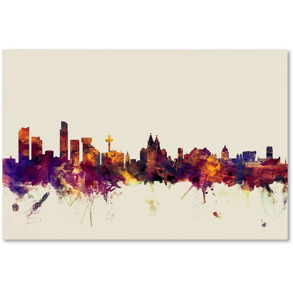 Trademark Fine Art "Liverpool England Skyline" Canvas Art by Michael Tompsett