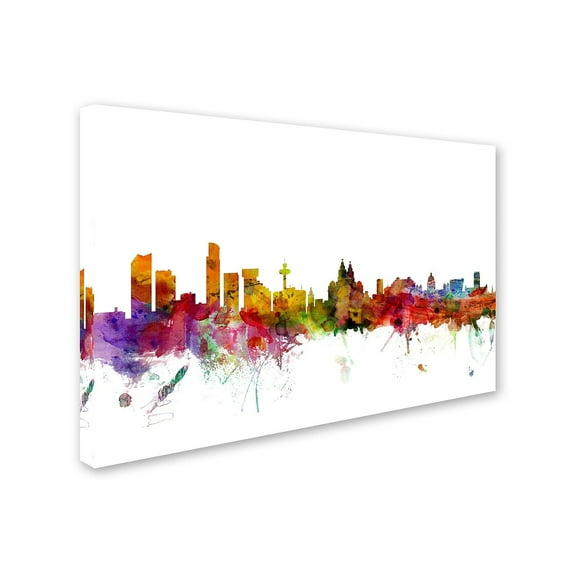 Trademark Fine Art "Liverpool England Skyline" Canvas Art by Michael Tompsett