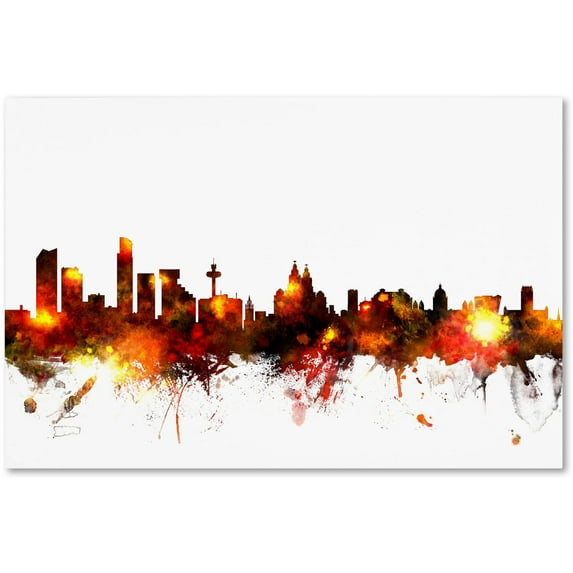 Trademark Fine Art "Liverpool England Skyline Red" Canvas Art by Michael Tompsett