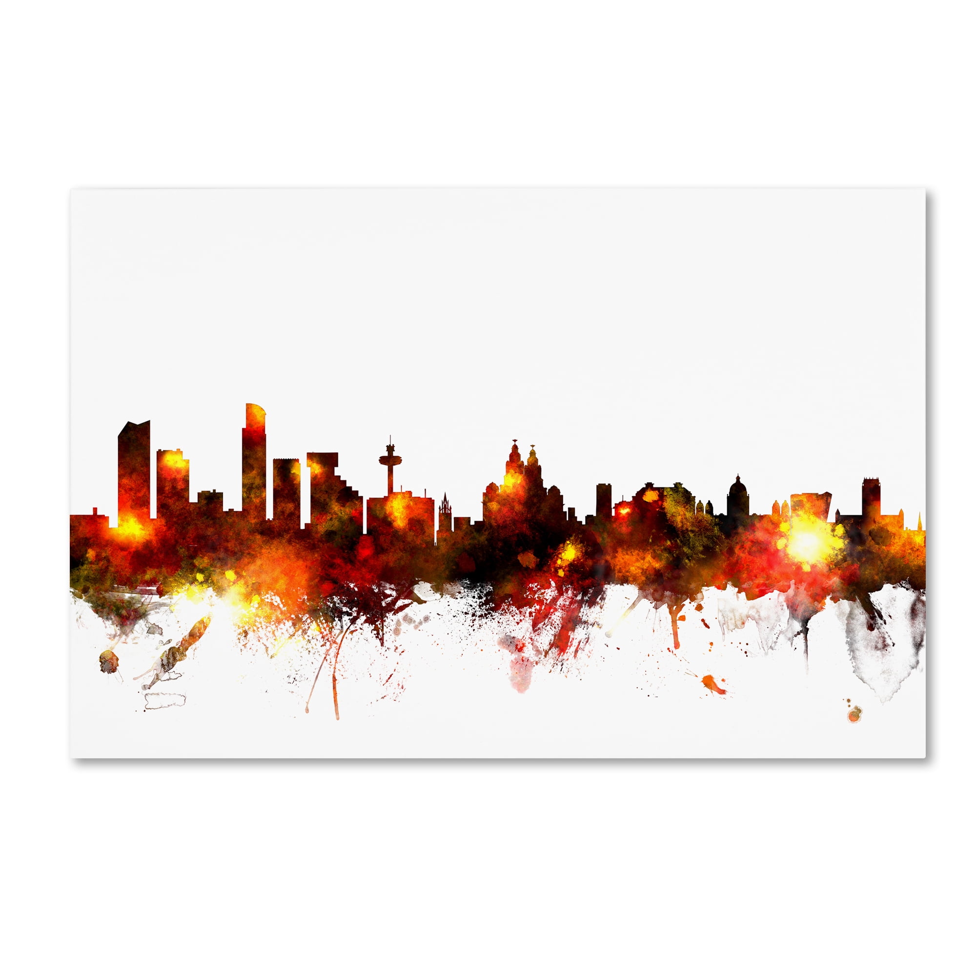 Trademark Fine Art "Liverpool England Skyline Red" Canvas Art by Michael Tompsett