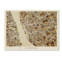 Trademark Fine Art "Liverpool England Street Map 3" Canvas Art by Michael Tompsett