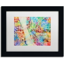 Trademark Fine Art "Liverpool England Street Map" Canvas Art by Michael Tompsett, White Matte, Black Frame