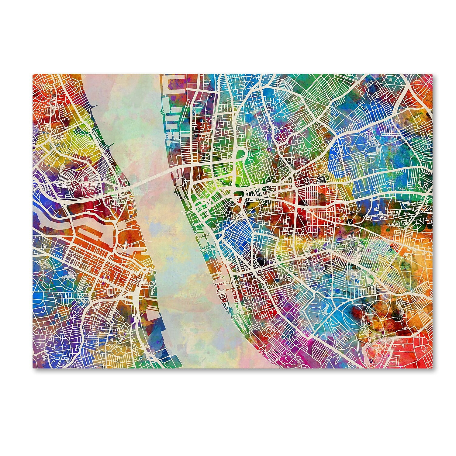 Trademark Fine Art "Liverpool England Street Map" Canvas Art by Michael Tompsett