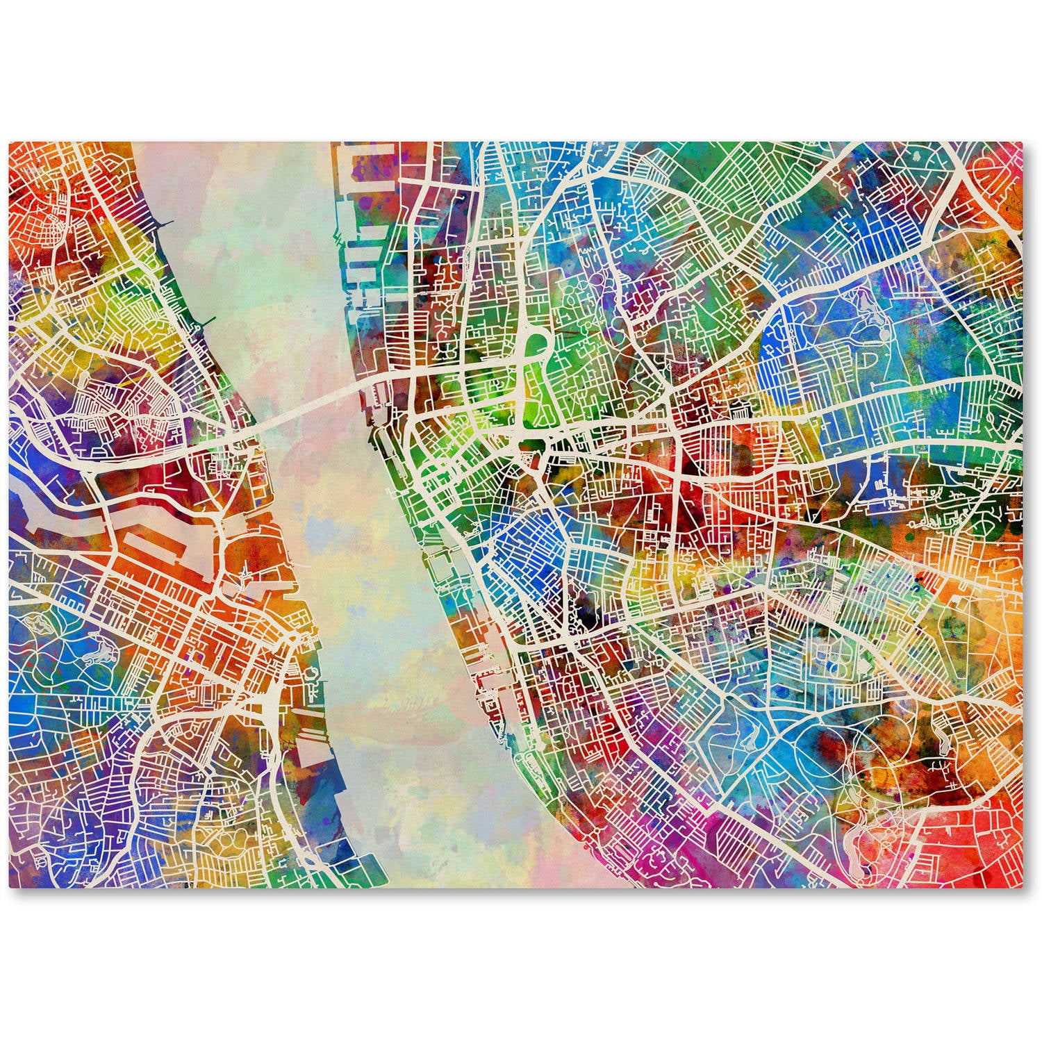 Trademark Fine Art "Liverpool England Street Map" Canvas Art by Michael Tompsett