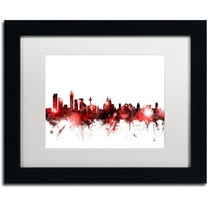 Trademark Fine Art "Liverpool Skyline Red 2" Canvas Art by Michael Tompsett, White Matte, Black Frame