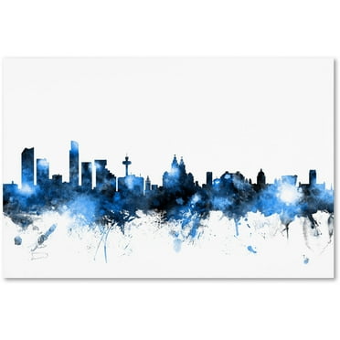 Trademark Fine Art "Liverpool Skyline White" Canvas Art by Michael Tompsett