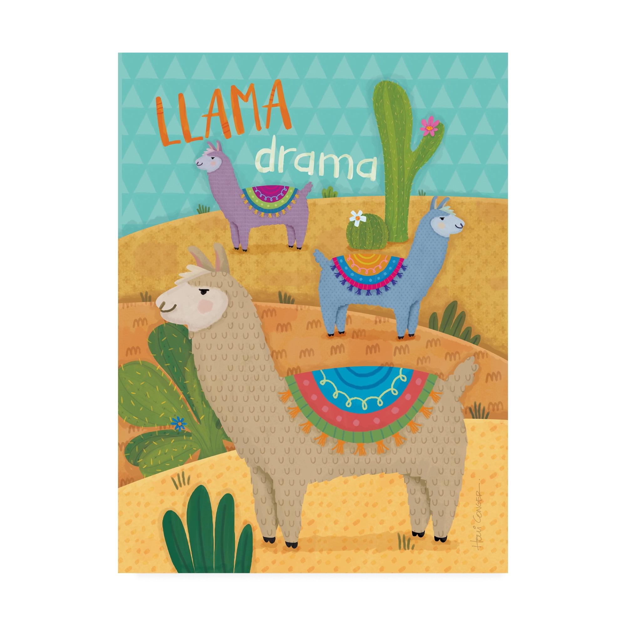 Trademark Fine Art 'Llama Drama motif 2' Canvas Art by Holli Conger