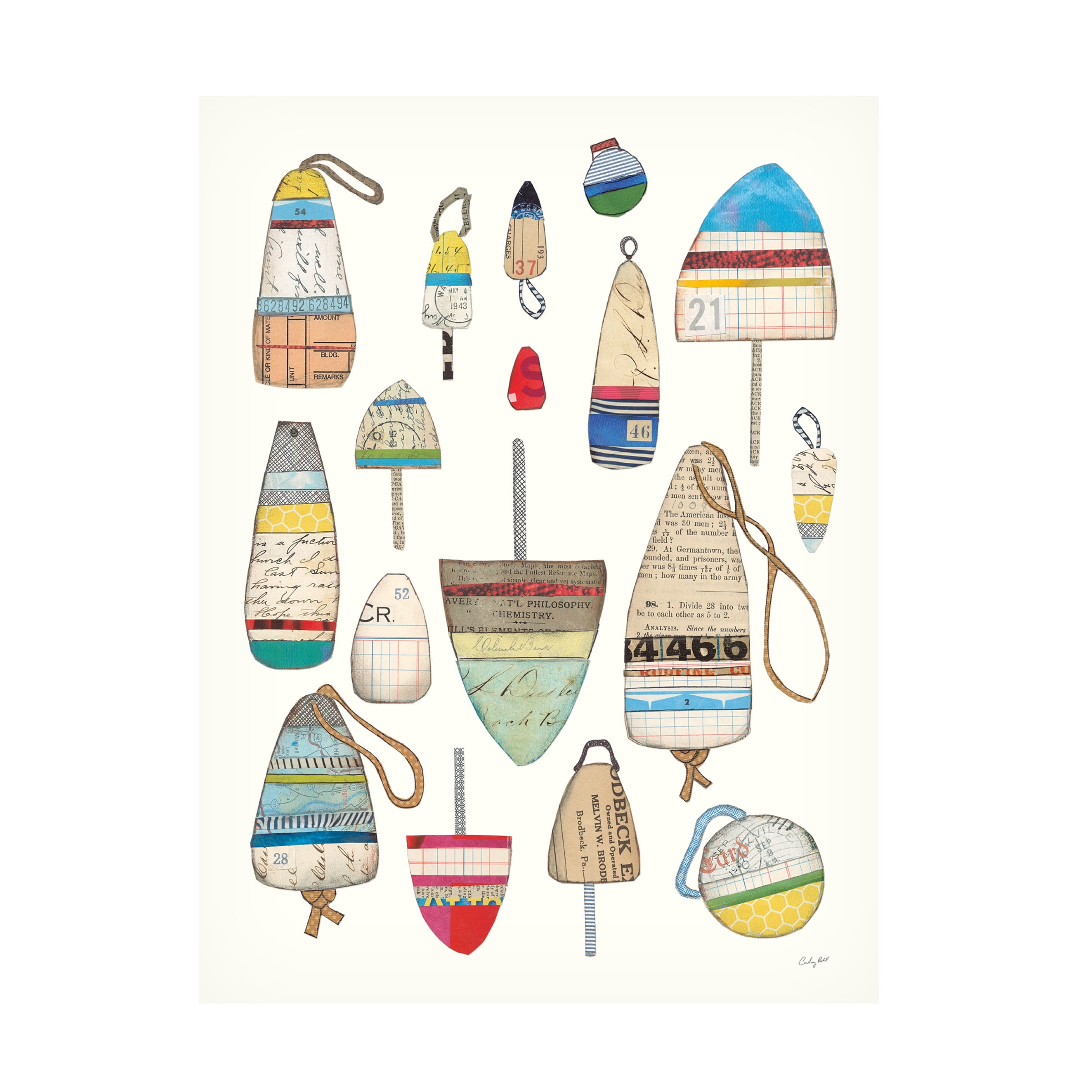 Trademark Fine Art "Lobster Buoys on White" Canvas Art by Courtney Prahl