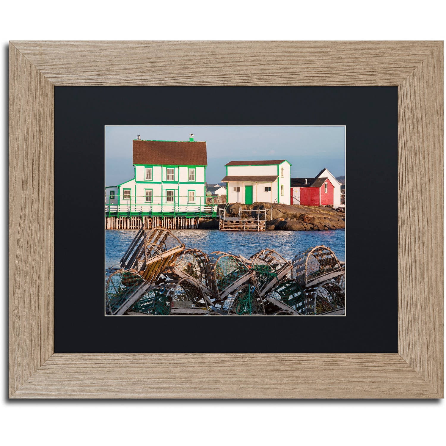 Trademark Fine Art "Lobster Traps" Canvas Art by Michael Blanchette Photography Black Matte, Birch Frame