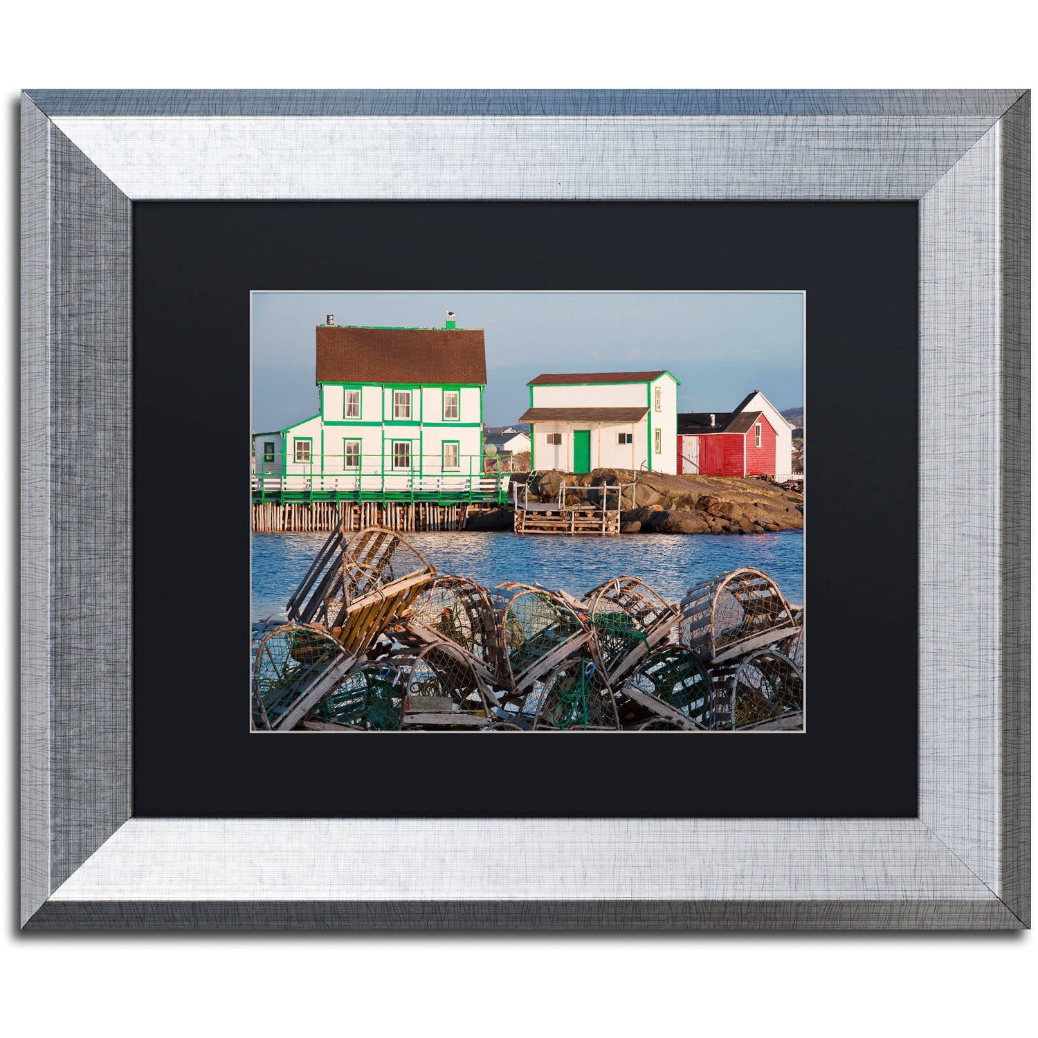 Trademark Fine Art "Lobster Traps" Canvas Art by Michael Blanchette Photography Black Matte, Silver Frame