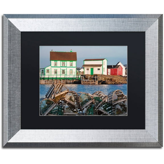 Trademark Fine Art "Lobster Traps" Canvas Art by Michael Blanchette Photography Black Matte, Silver Frame