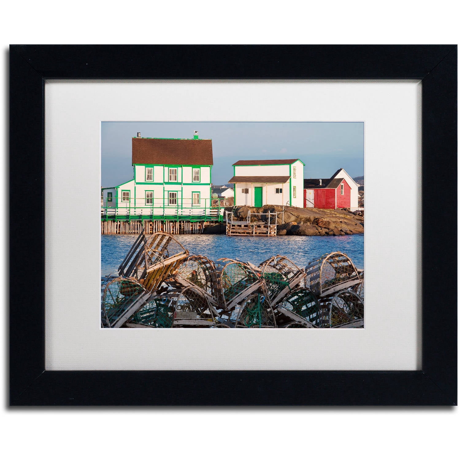 Trademark Fine Art "Lobster Traps" Canvas Art by Michael Blanchette Photography White Matte, Black Frame