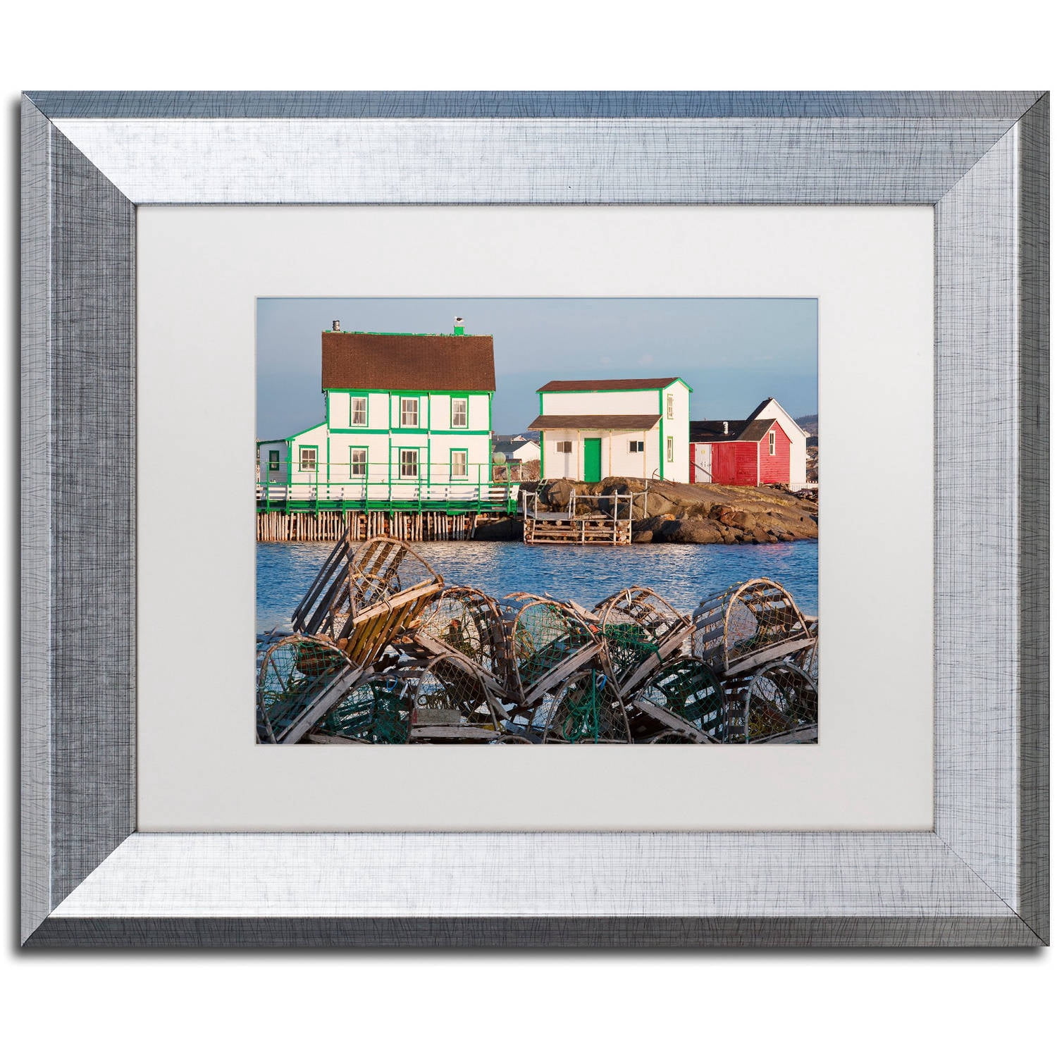 Trademark Fine Art "Lobster Traps" Canvas Art by Michael Blanchette Photography White Matte, Silver Frame