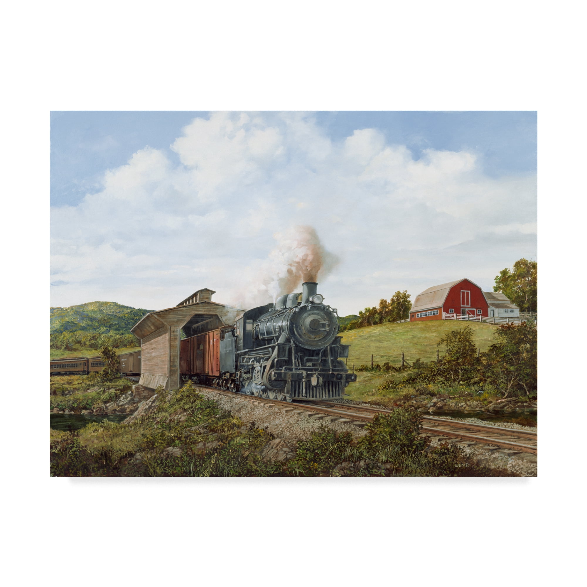 Traditional Gallery-Wrapped Canvas Art with Locomotive Theme