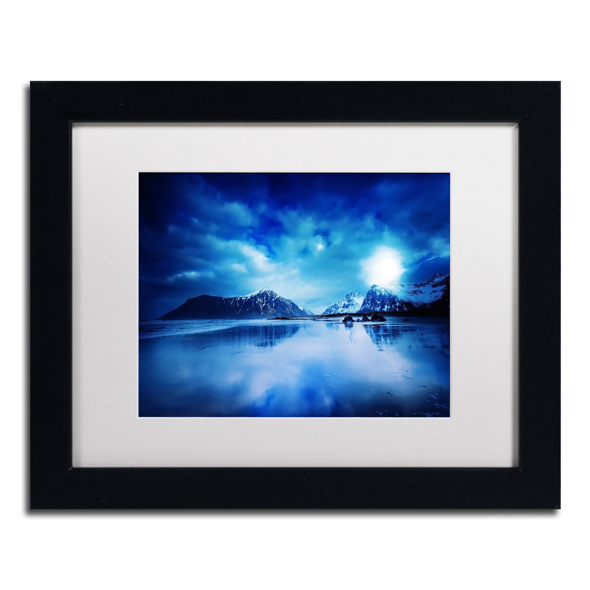 Trademark Fine Art "Lofoten Blues" Canvas Art by Philippe Sainte-Laudy, White Matte, Black Frame