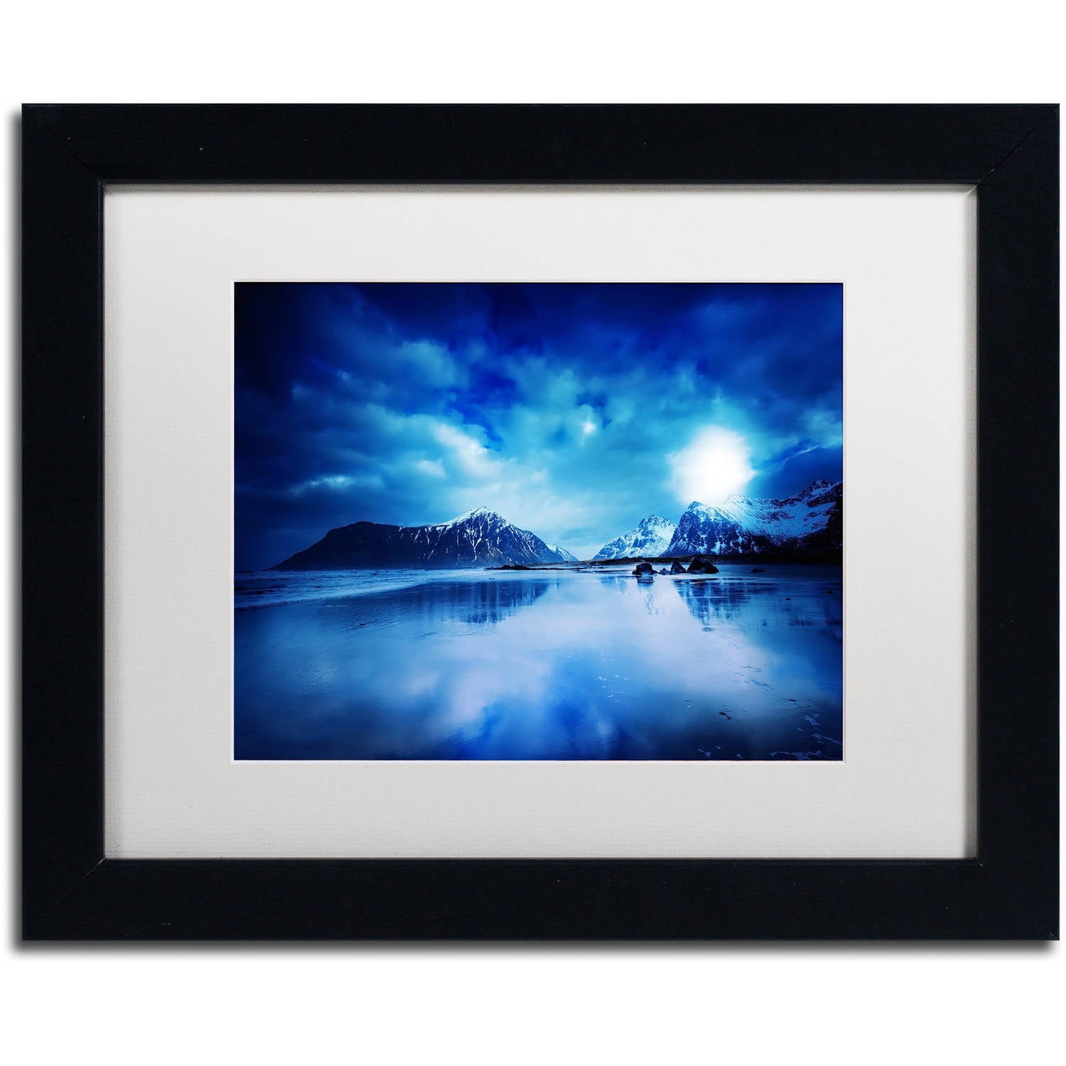 Trademark Fine Art "Lofoten Blues" Canvas Art by Philippe Sainte-Laudy, White Matte, Black Frame