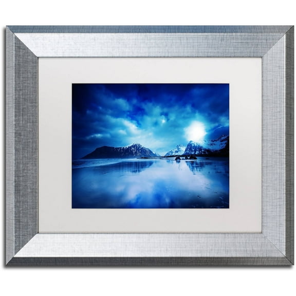 Trademark Fine Art "Lofoten Blues" Canvas Art by Philippe Sainte-Laudy, White Matte, Silver Frame