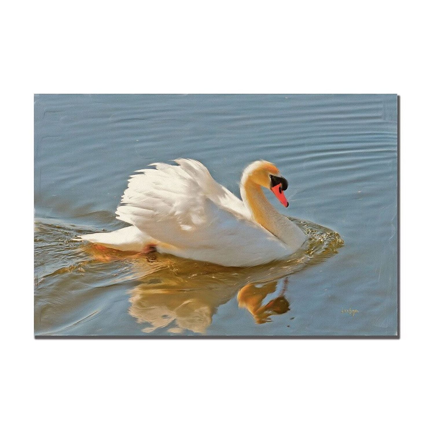 Trademark Fine Art Lois Bryan 'Floating Swan' Canvas Art 22x32 Inches (LBR037-C2232GG)