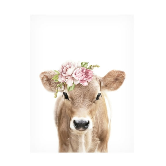 Trademark Fine Art Lola Peacock Floral Baby Calf Canvas Wall Art