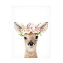Trademark Fine Art Lola Peacock  Floral Baby Deer Canvas Wall Art