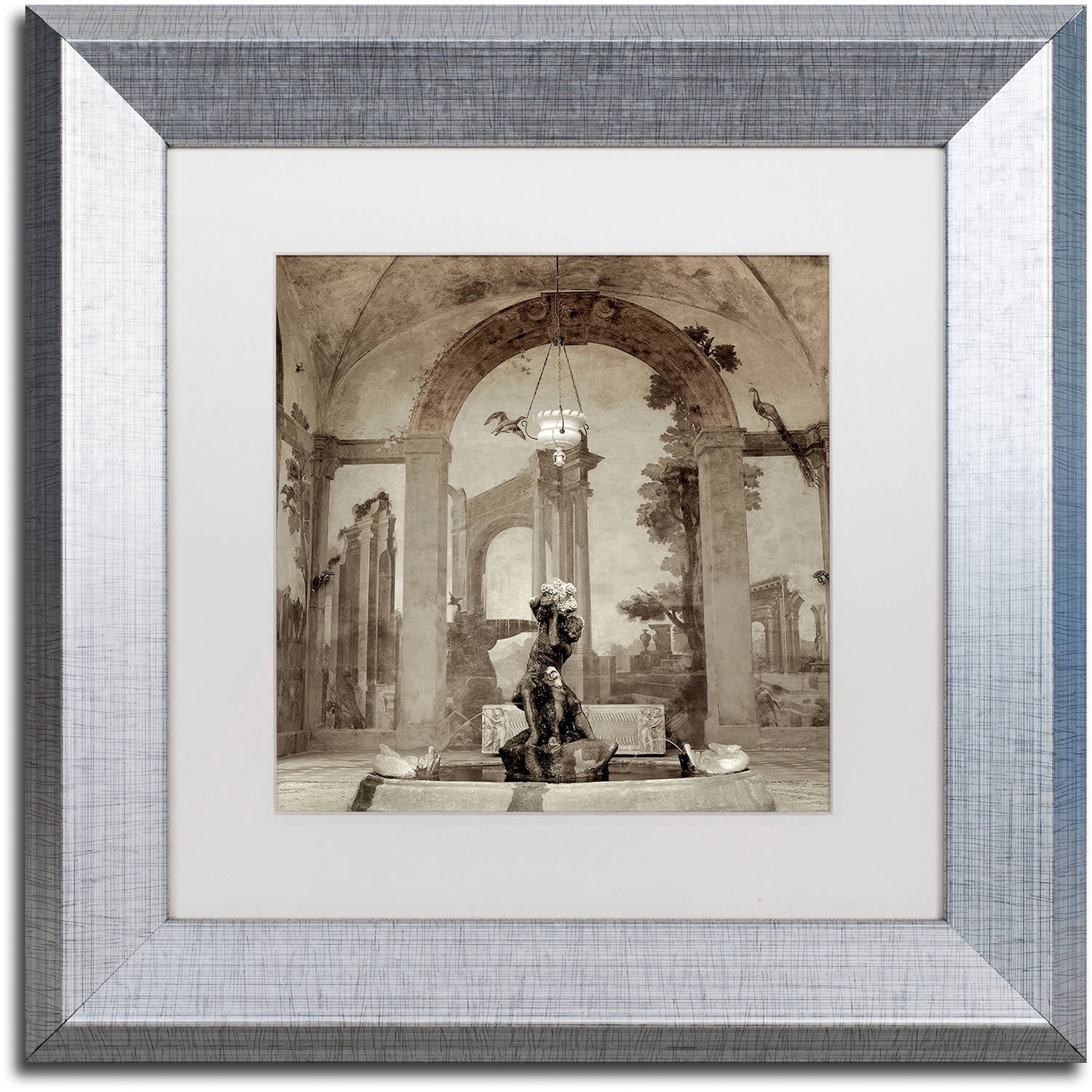 Trademark Fine Art "Lombardy Giardini I" Canvas Art by Alan Blaustein, White Matte, Silver Frame