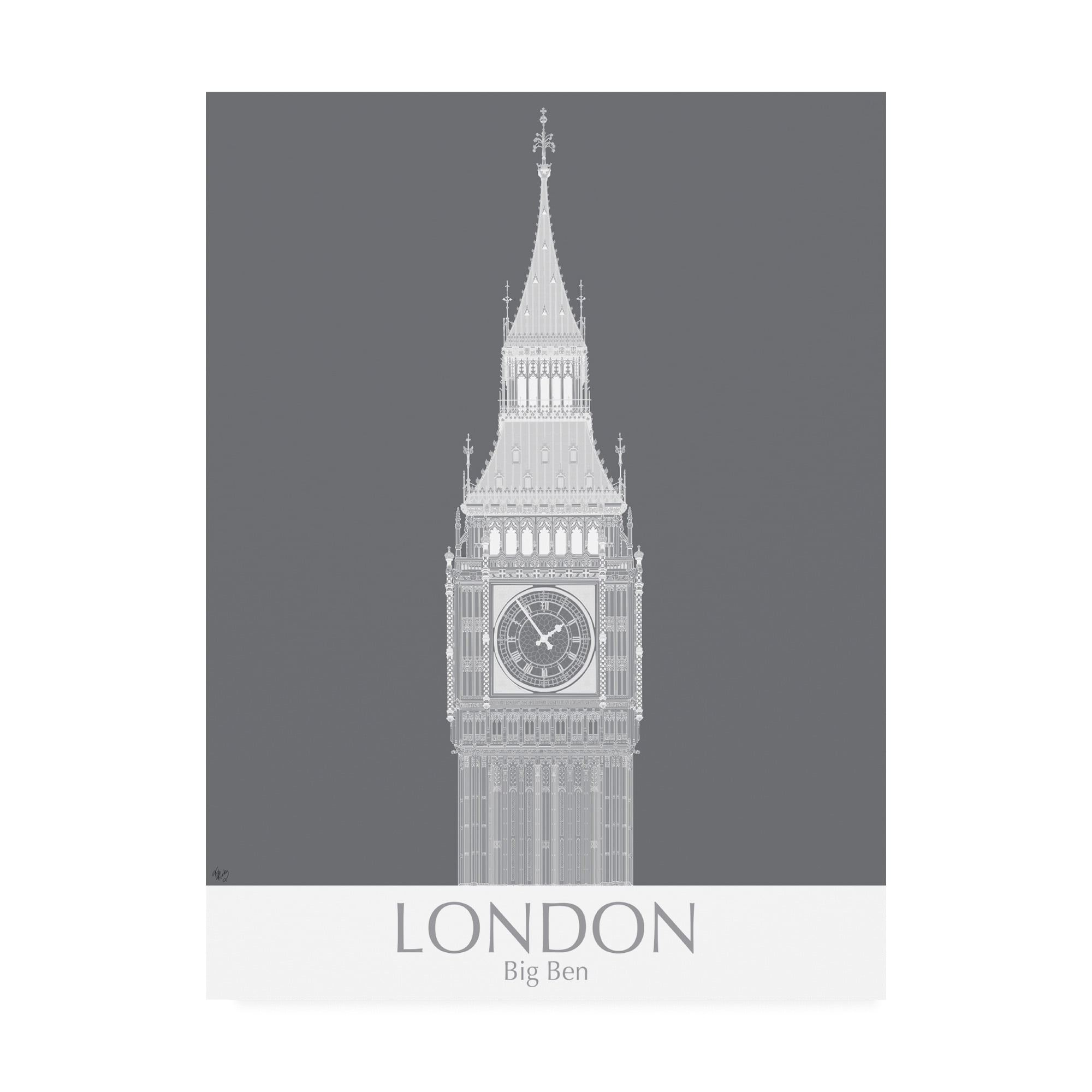 Trademark Fine Art 'London Big Ben Monochrome' Canvas Art by Fab Funky