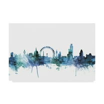 Trademark Fine Art 'London England Blue Teal Skyline' Canvas Art by Michael Tompsett