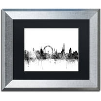 Trademark Fine Art "London England Skyline B&W 2" Canvas Art by Michael Tompsett, Black Matte, Silver Frame