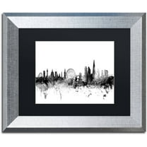 Trademark Fine Art "London England Skyline B&W" Canvas Art by Michael Tompsett, Black Matte, Silver Frame
